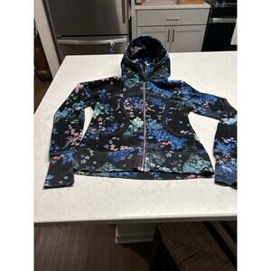 Lululemon Floral Fleece Lined Zip Up Blue Pink Size Small Rare Sz 6